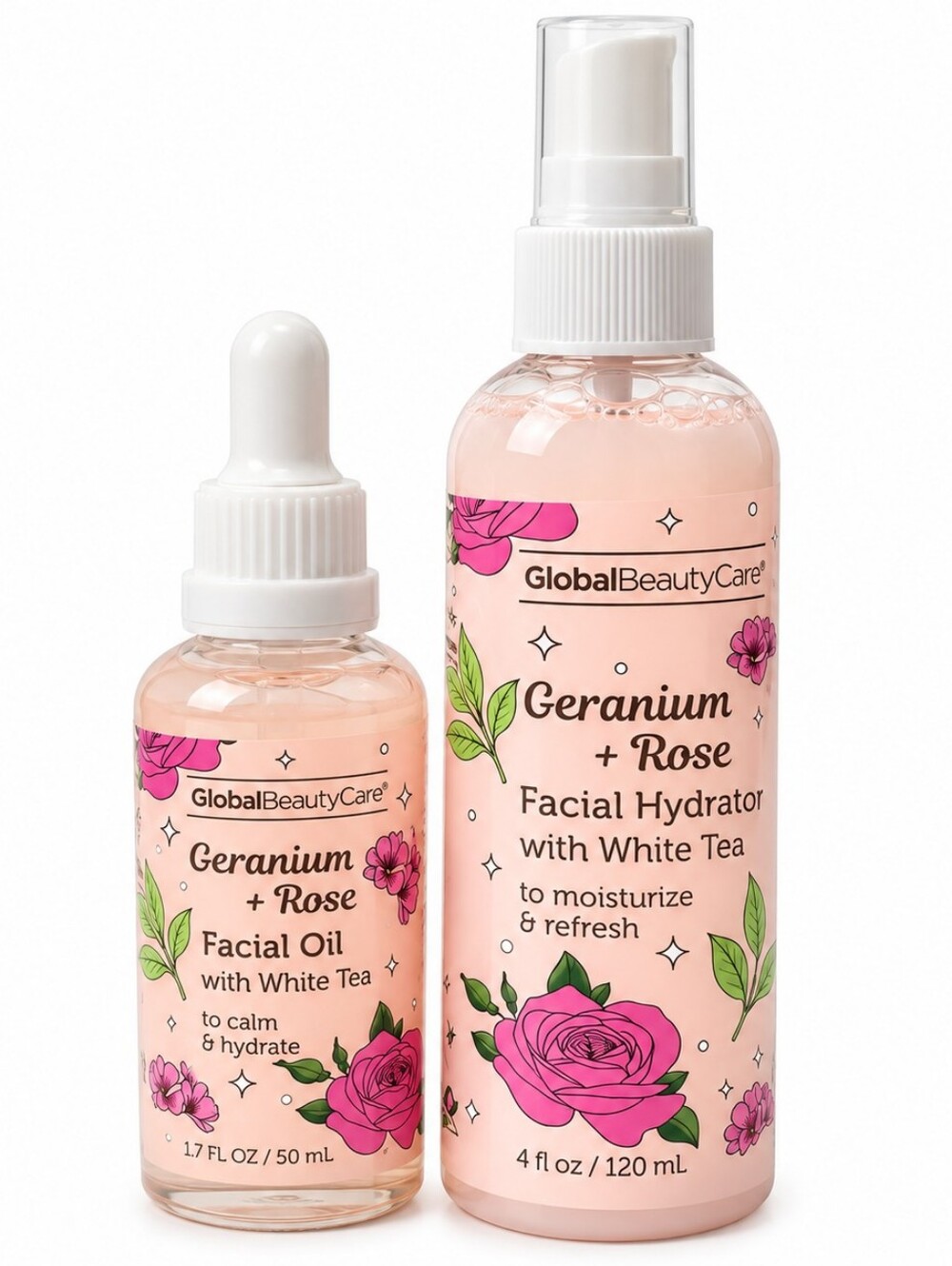 Geranium + Rose Facial Oil & Facial Hydrator with White Tea Duo